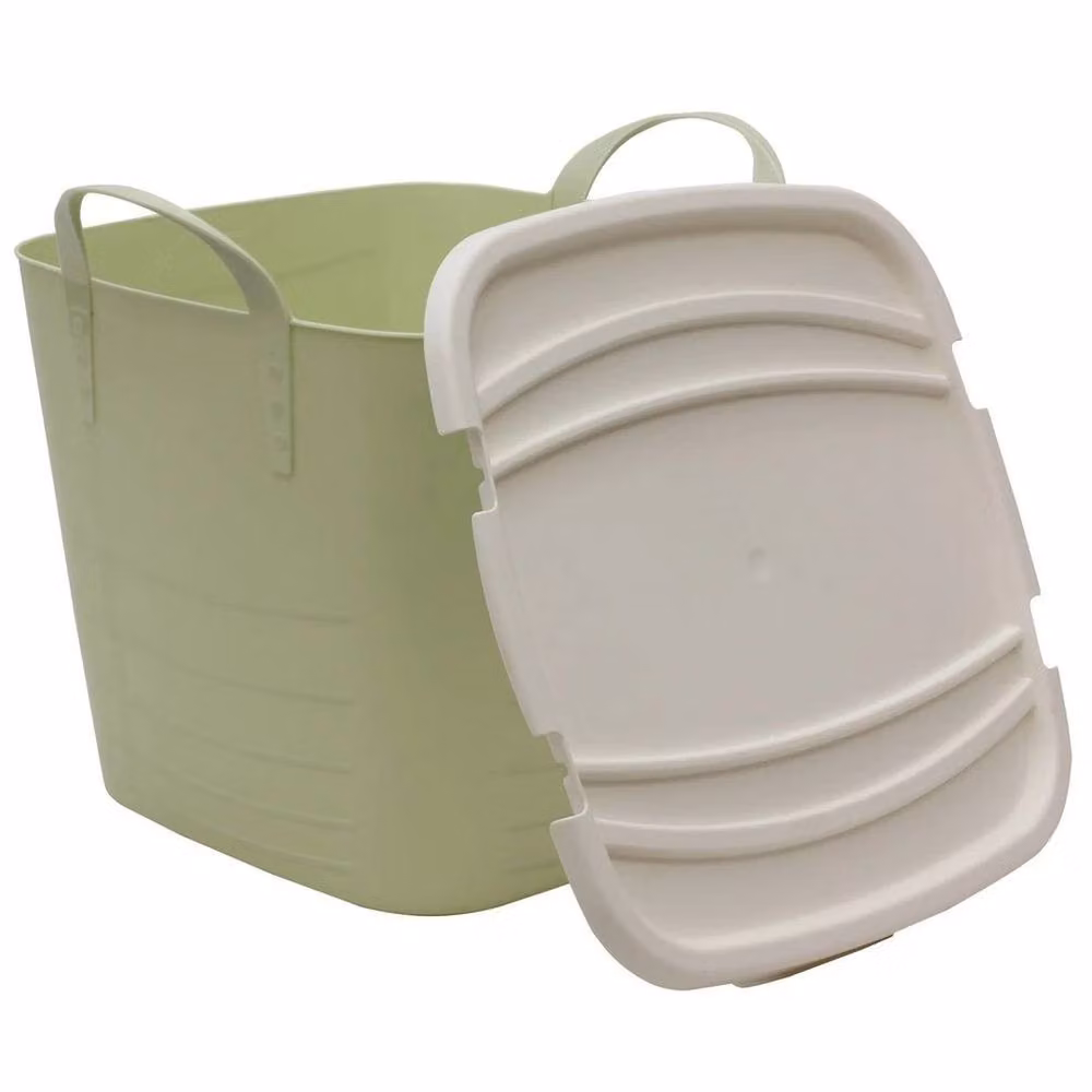 EONLION Large Green Plastic Storage Container with Lid and Handles, 50 cm – 2