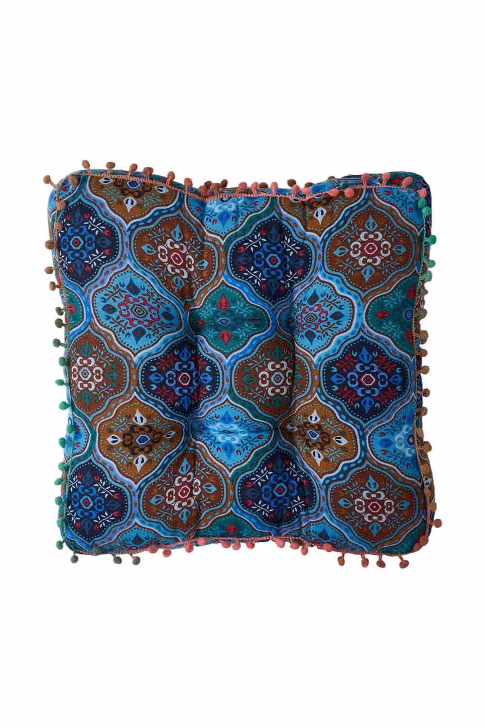 Garden Sanctuary Square Tatami Seat Cushion in Blue Multicolour Linen – 5