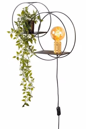Lucide Circle Black Metal Ring Wall Light with E27 Bulb Holder