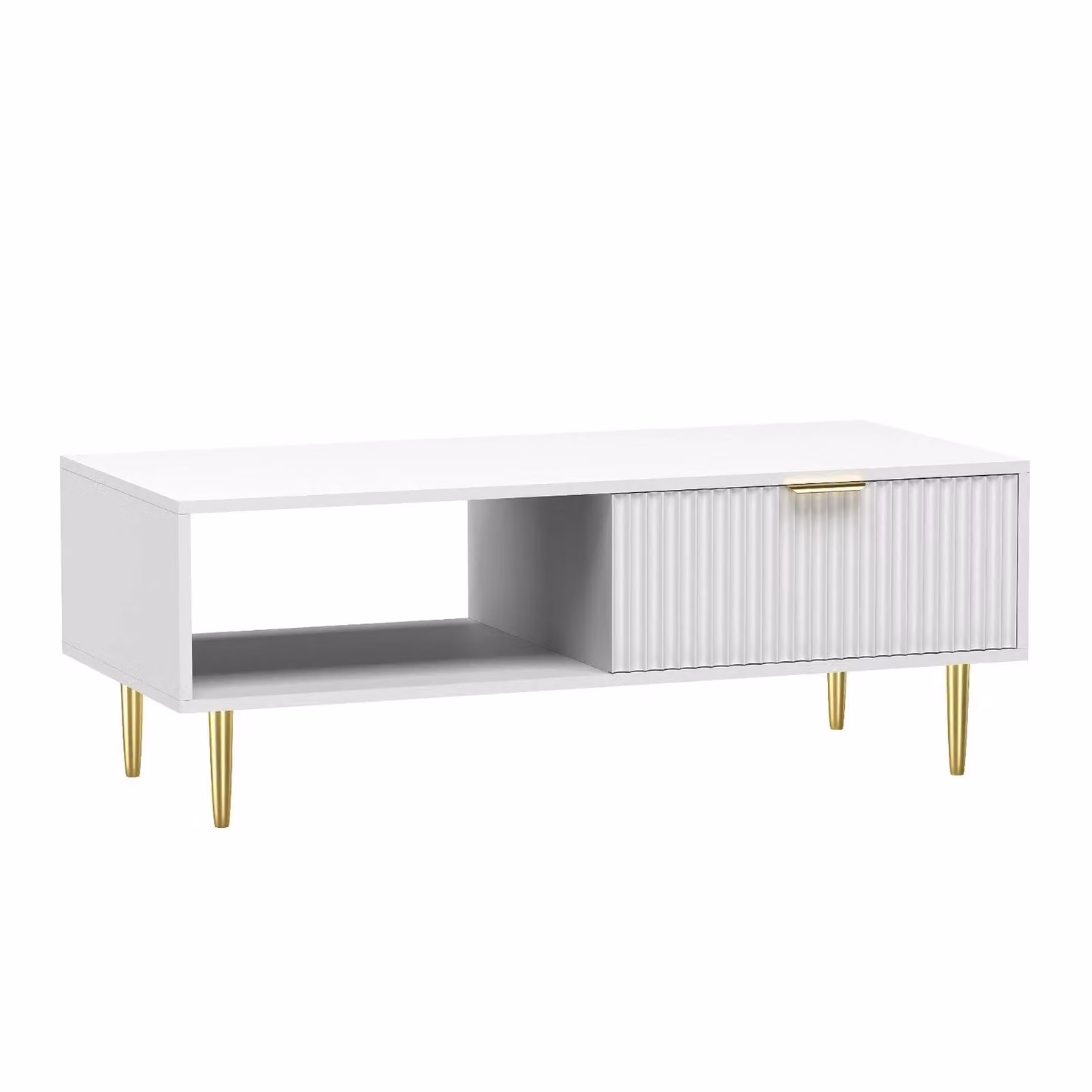 Hygrad Modern White and Gold Wooden Coffee Table with Storage Drawer for your Living Room – 2