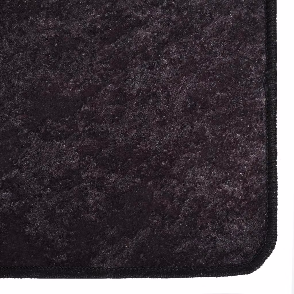 Berkfield Home Washable Anti Slip Round Rug in Anthracite and Black, W: 80 cm, D: 150 cm – 1