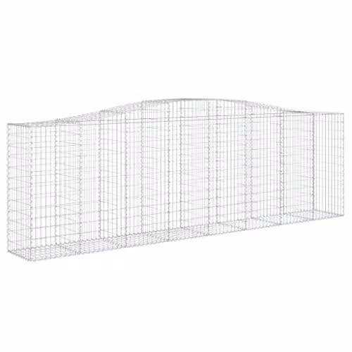vidaXL 15-Piece Arched Gabion Baskets in Silver Galvanised Steel, W/D/H: 400 x 50 x 120/140 cm
