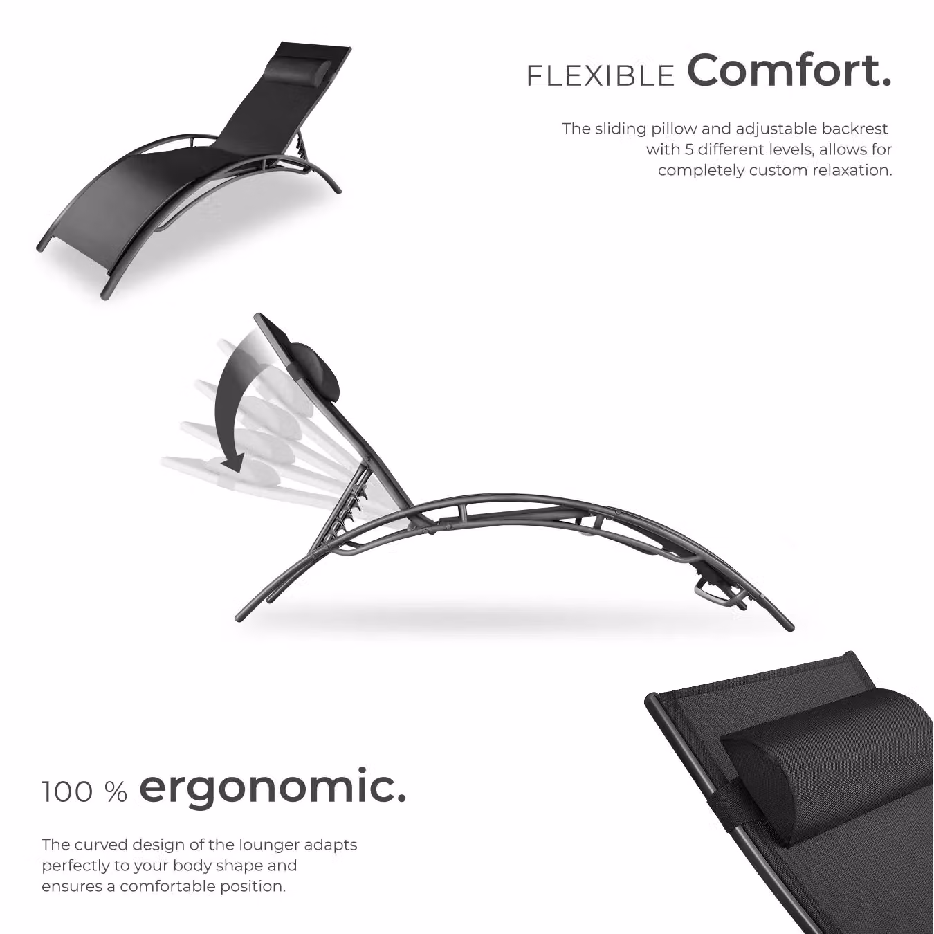 tectake Alina 2 Seater Sun Lounger Set in Black – 3