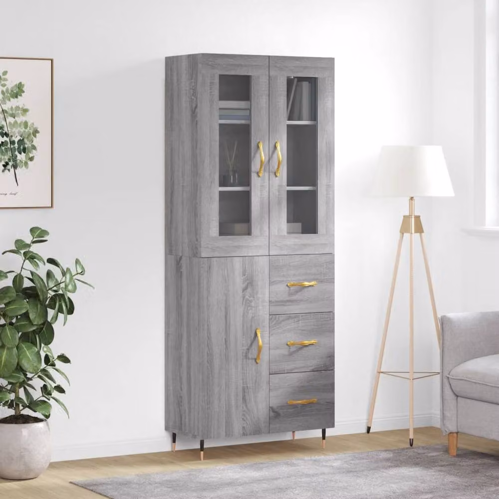 Berkfield Home Sonoma Highboard in Grey, W/D/H: 69.5 x 34 x 180 cm – 2
