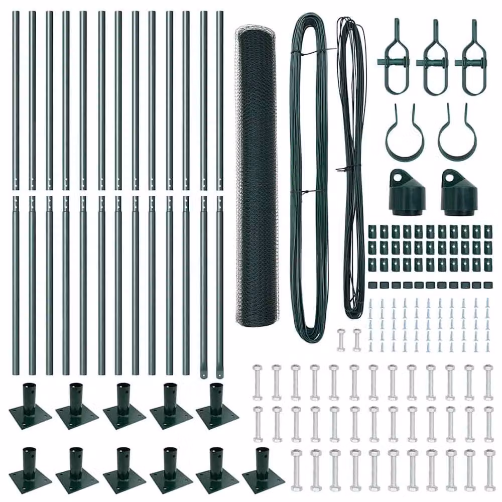 Berkfield Home Green Steel Hexagon Fence, W/H: 0.8 x 25 m – 4
