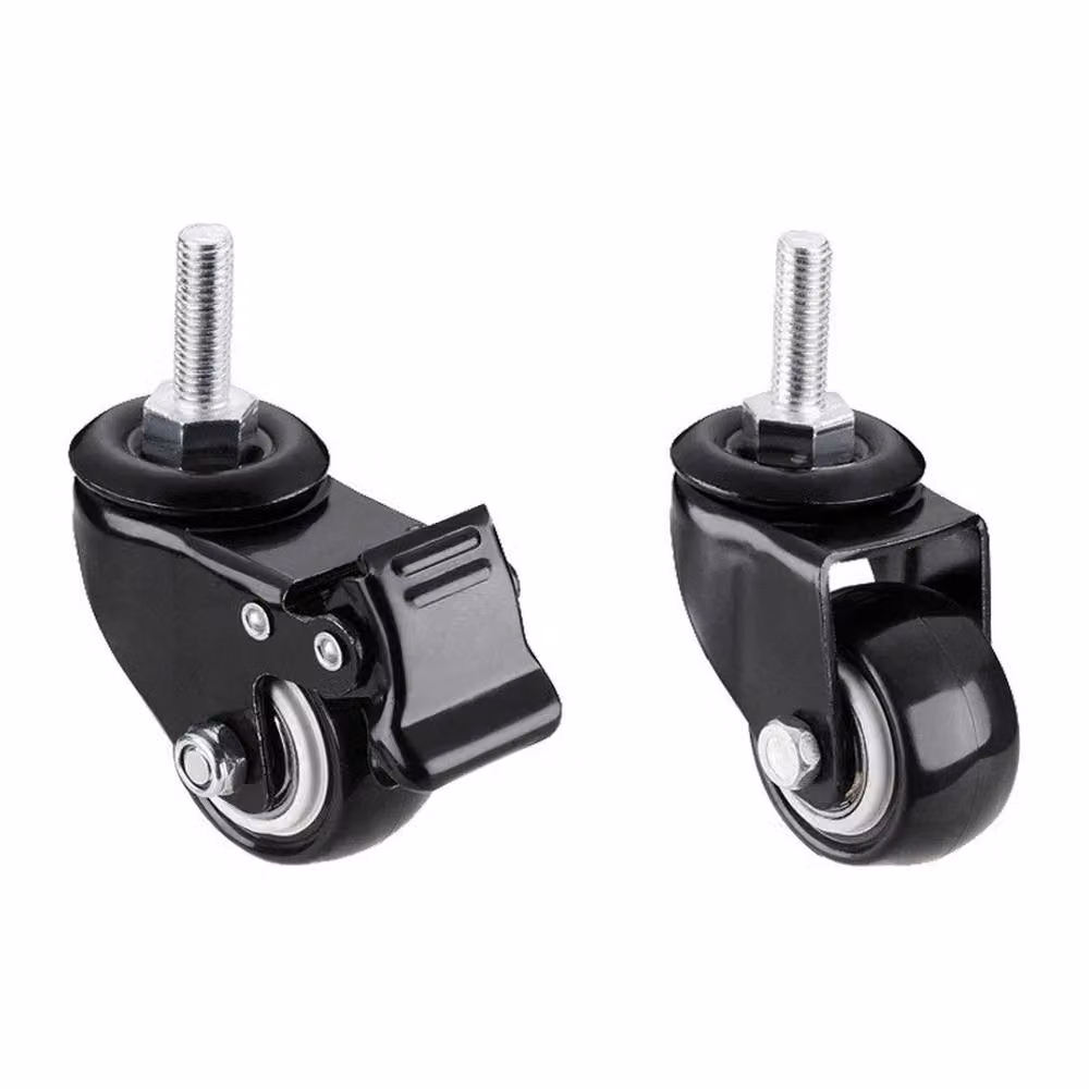 EONLION Pack of 4 Heavy Duty 50mm Black Rubber Swivel Castors with Steel Screw Mount – 2