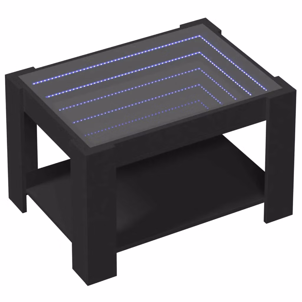 Berkfield Home Modern Black Coffee Table with LED and Glass Top, W/D/H: 73 x 53 x 45 cm – 3