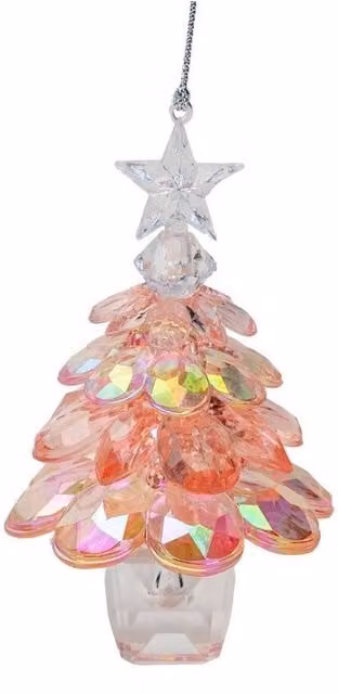 KDMD Mauve Iridescent 3D Tree Decoration 2 Pack in Pink, Gold and Multicolour
