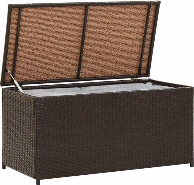 Berkfield Home Brown Poly Rattan Garden Storage Box W/D/H: 100 x 50 x 50 cm