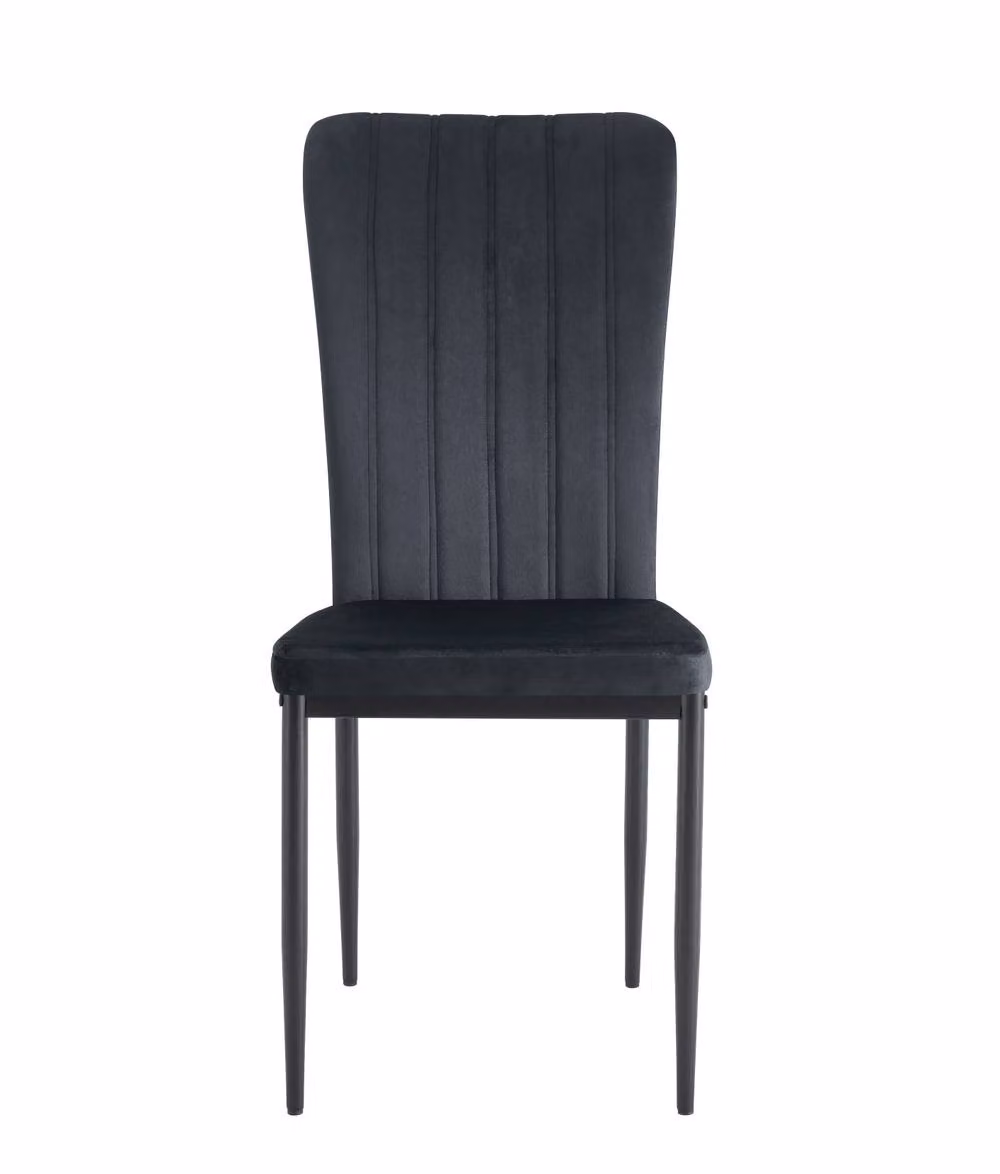 MCC Direct Elle Set of 2 Black Velvet Padded Upholstered Dining Accent Chairs – 3