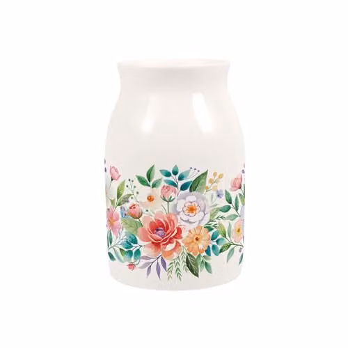 Purely Home Floral Porcelain Tabletop Vase, Multicolour and White