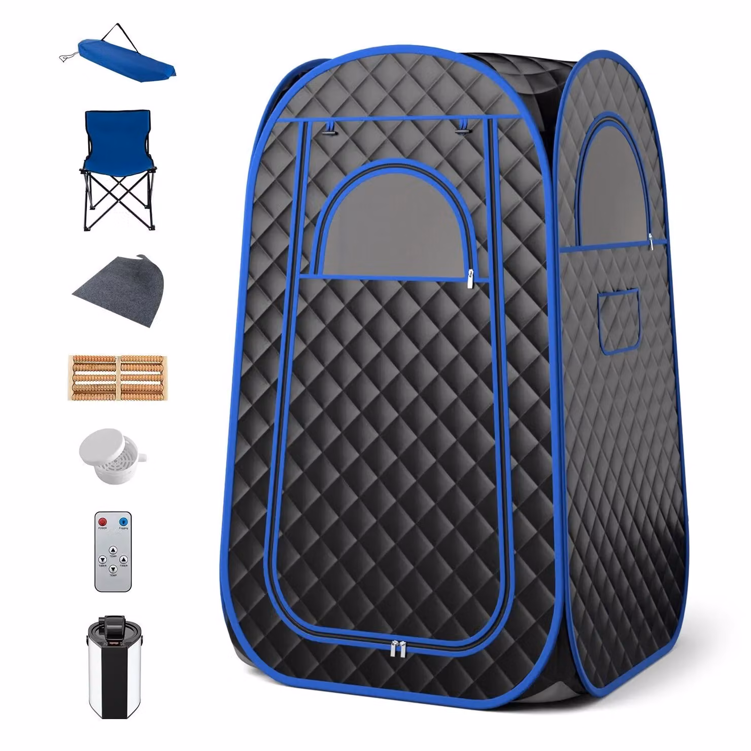 Gymax Portable Full Body Steam Sauna Tent with 3L Steam Generator in Black – 9
