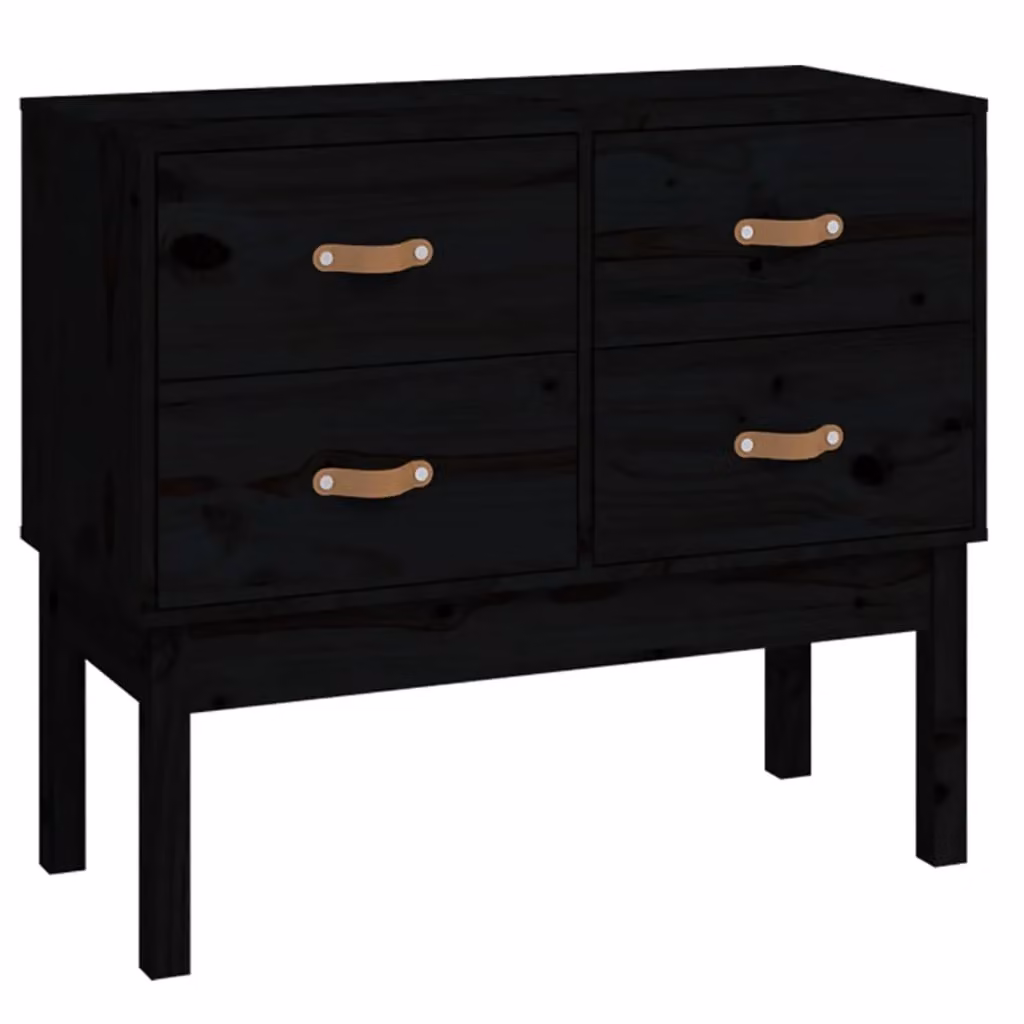 Berkfield Home Console Cabinet in Black Solid Pine Wood, W/D/H: 90 x 40 x 78 cm – 2