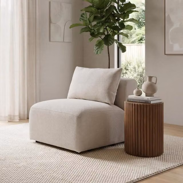 Furniturebox UK Drift Boucle Armless Armchair for Modular Sofa in Cream