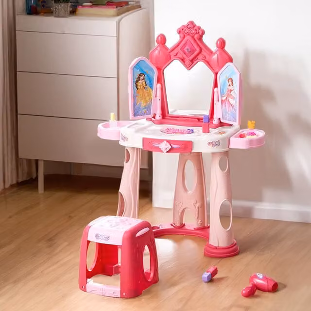 Komore Beauty Hairdresser Dressing Table Toy Set in Multicolour, White and Pink