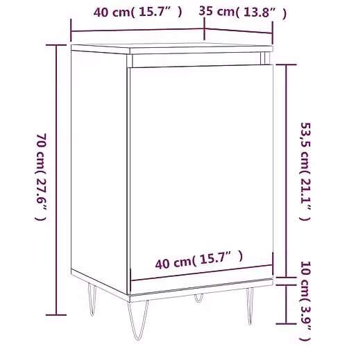 vidaXL Set of 2 Modern Black Sideboards in Engineered Wood, W/D/H: 40 x 35 x 70 cm – 3