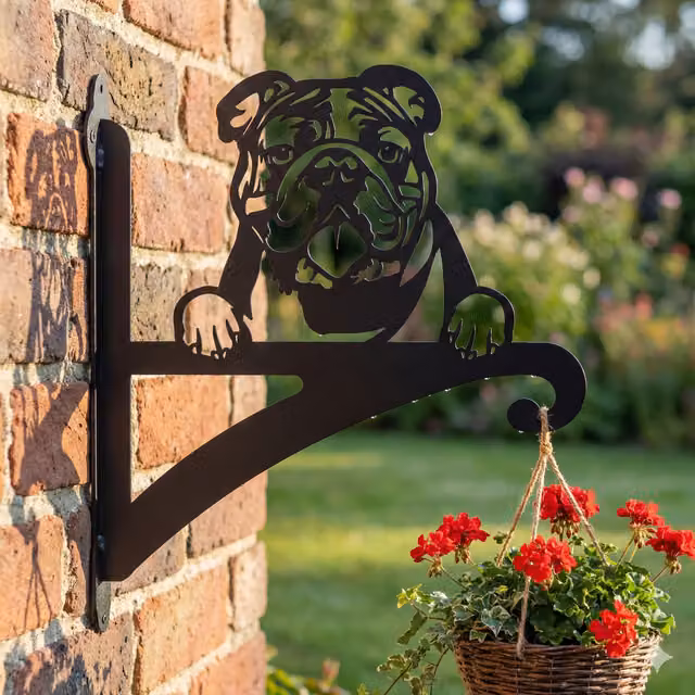 Bulldog Black Metal Hanging Basket Bracket for Planters