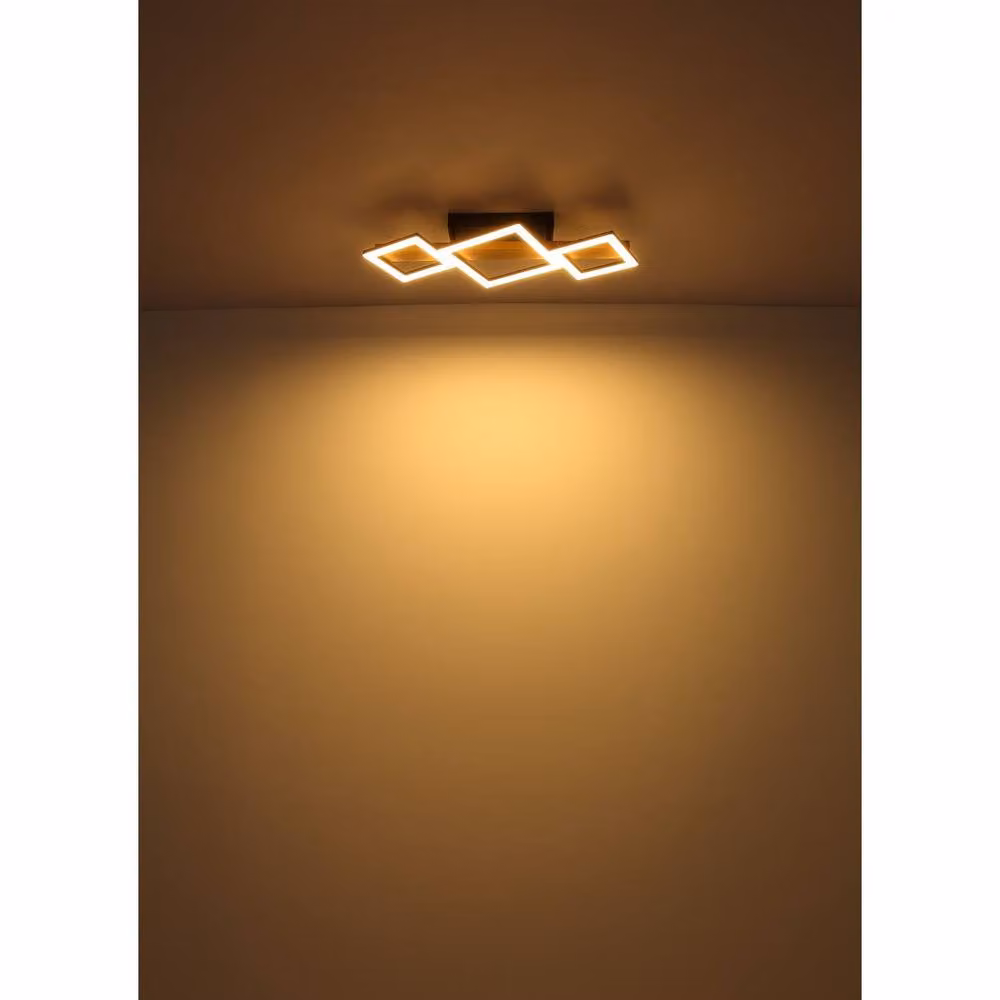 Netlighting Dustin 2 Square Semi Flush Ceiling Light in Matt Black with 2x Warm White LED 3000K – 2