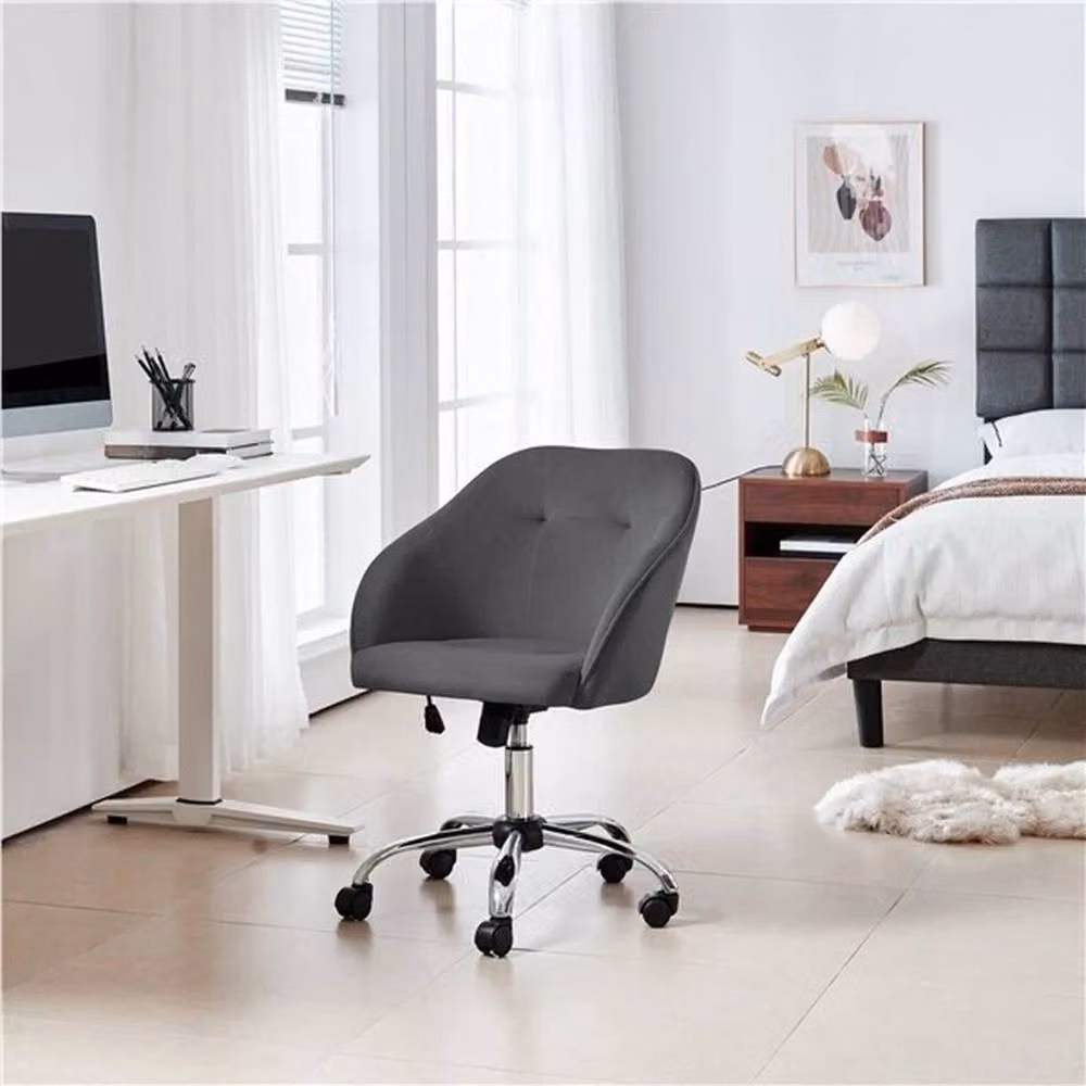 Kelvenix Modern Grey Upholstered Swivel Task Chair for Home Office and Living Room – 5