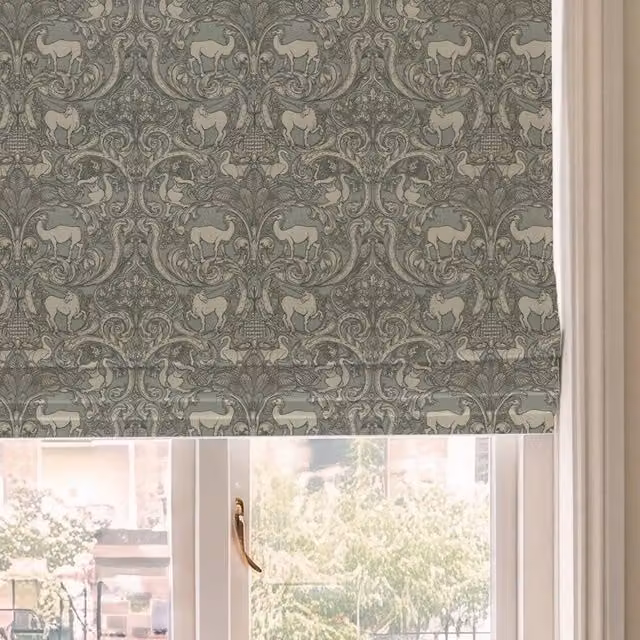 HOUSE Llewelyn-Bowen Menagerie Artois Printed Made To Measure Blackout Roman Blind in Powder Blue