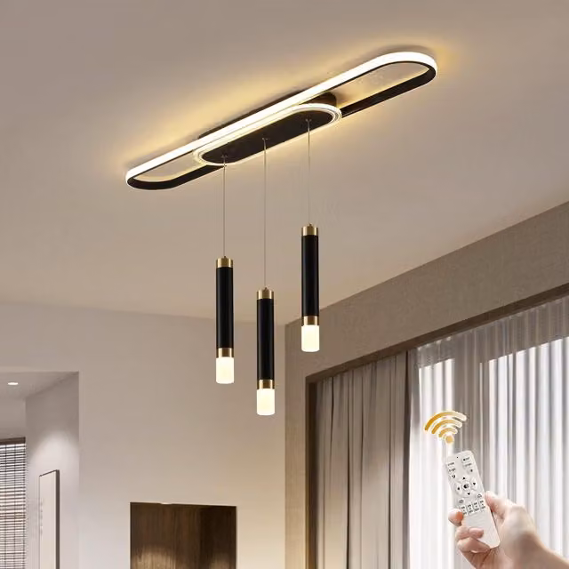 Garwarm Modern White 3 Light LED Suspended Chandelier with Remote Control and Dimmable Function