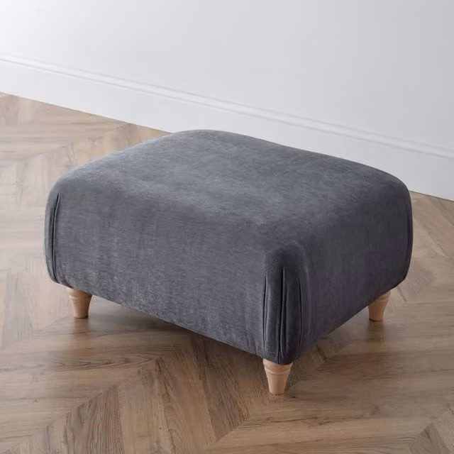 The Great Sofa Company Ezra Textured Velvet Footstool in Anthracite Grey – 1