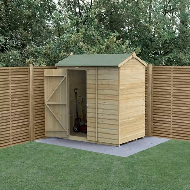 Beckwood Reverse Apex Wooden Garden Shed in Green and Brown, W: 182.88 cm, D: 121.92 cm, H: 182.88 cm