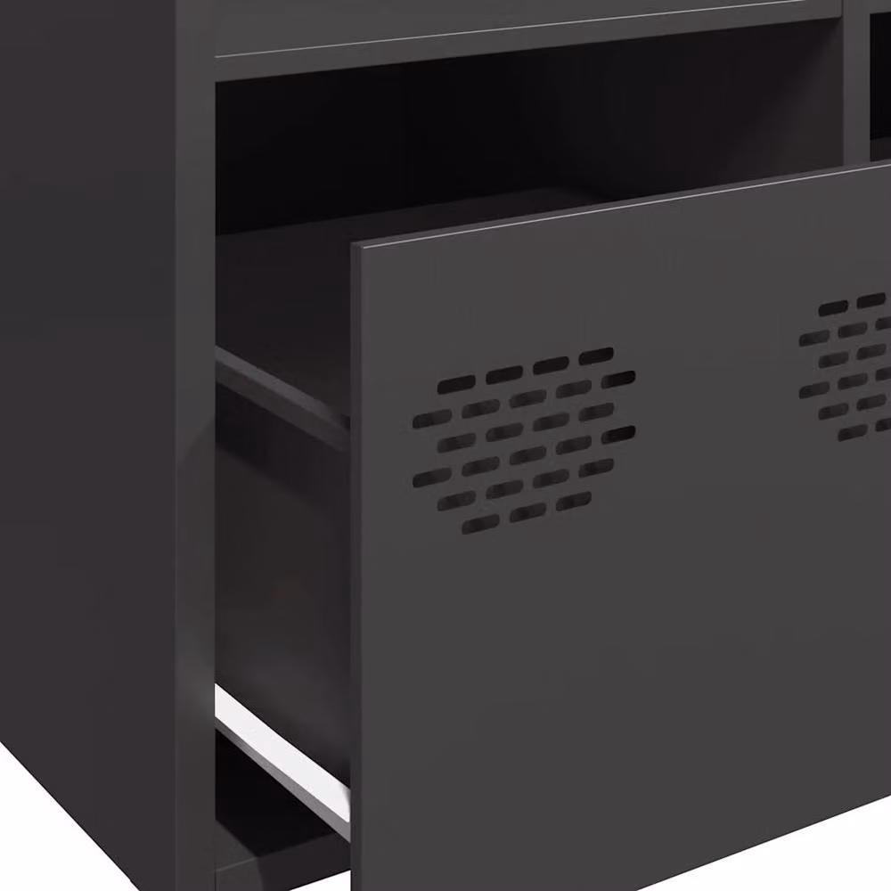 Berkfield Home Black Steel Highboard with Doors and Drawers, W/D/H: 68 x 39 x 103.5 cm – 4