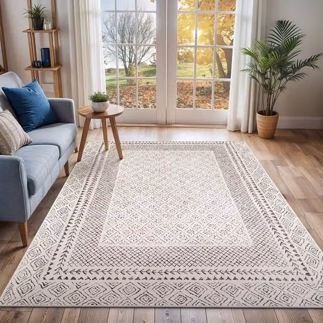 Livabliss Freud Modern High Pile Rectangular Rug in Grey, Ivory, Black and Brown, W/D/H: 120 x 170 cm – 1