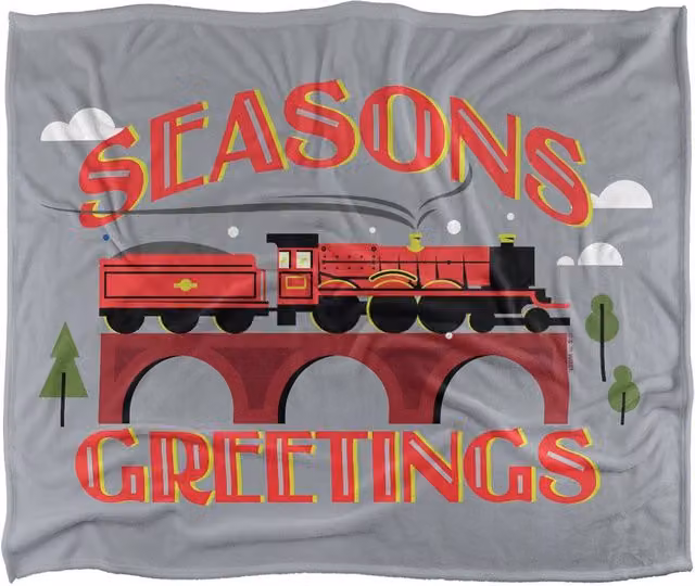 Warner Bros. Harry Potter Hogwarts Express Christmas Seasons Greetings Super Soft Silky Touch Fleece Throw Blanket, Multicolour – 4