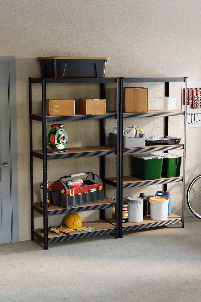 Home Discount Home Vida 5 Tier Heavy Duty Garage Storage Shelf in Black, W/D/H: 150 x 70 x 150 cm