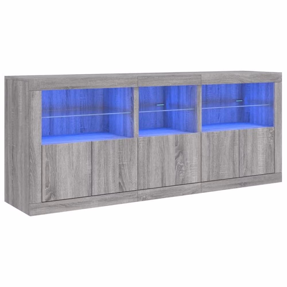 Berkfield Home Modern Grey Sonoma Sideboard with Integrated LED Lights, W: 162 cm, D: 37 cm, H: 67 cm – 3