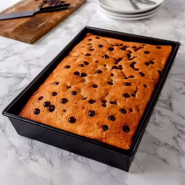 MasterClass Non-Stick Rectangular Carbon Steel Cake Tin, Grey, 35cm