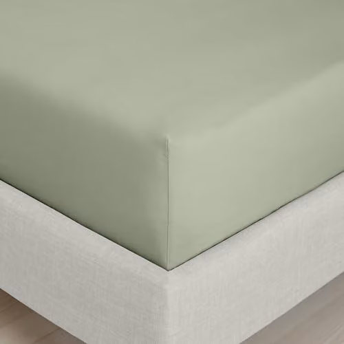 Bianca 200 Thread Count Cotton Percale Extra Deep Double Fitted Sheet, Green, W/D/H: 140 x 200 x 32 cm – 2