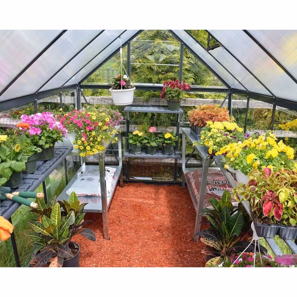 Palram Hybrid Polycarbonate Greenhouse in Grey, W: 185 cm, H: 208 cm – 7