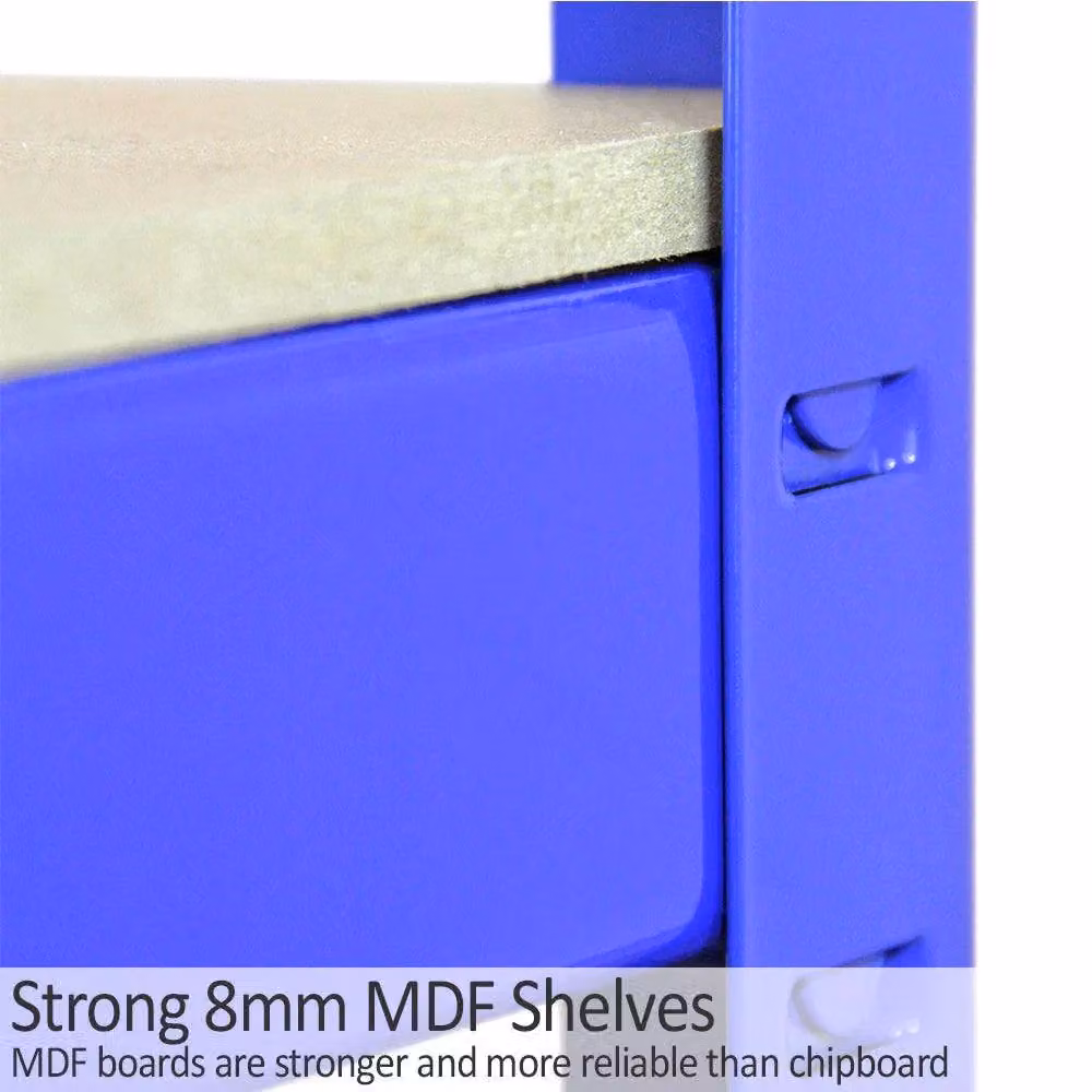 Monstershop T-Rax Corner Shelving Unit and 4x 90cm Garage Storage Racking in Blue – 5
