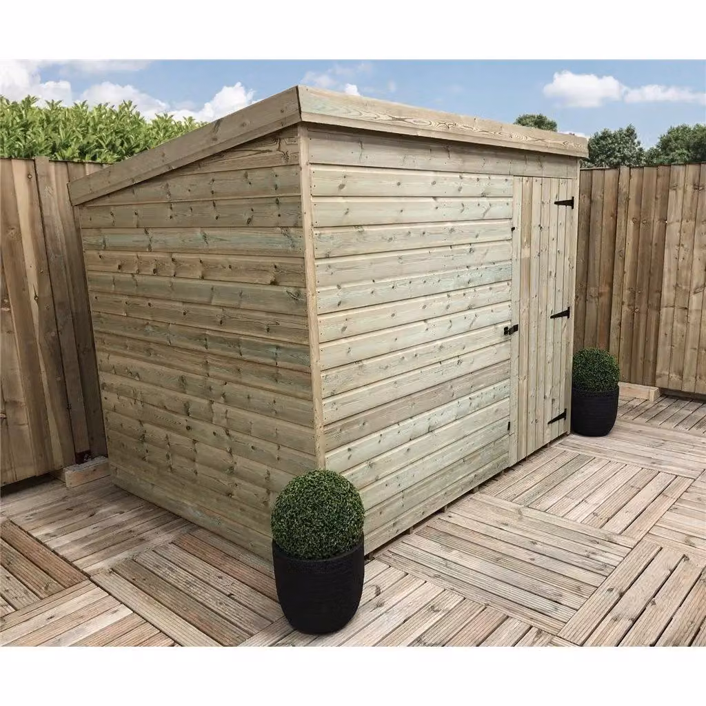 Marlborough Pressure Treated Pent Garden Shed with Single Door in Sand – 3
