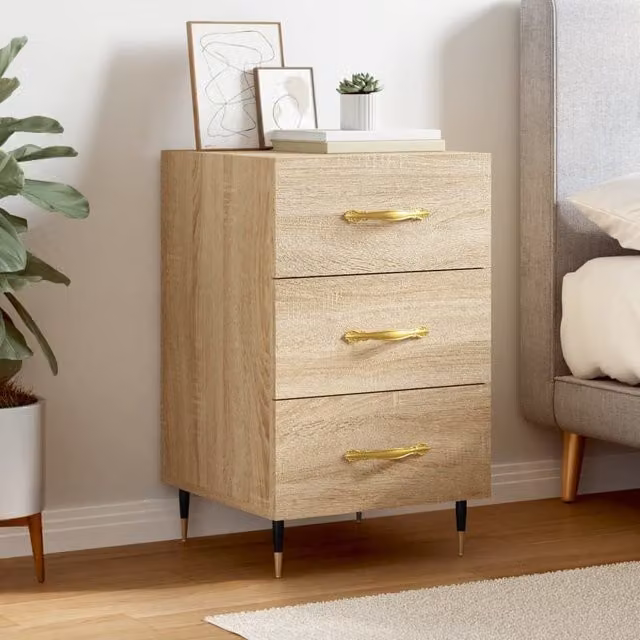 Berkfield Home Sonoma Oak Bedside Cabinet in Brown, W/D/H: 40 x 40 x 66 cm – 1