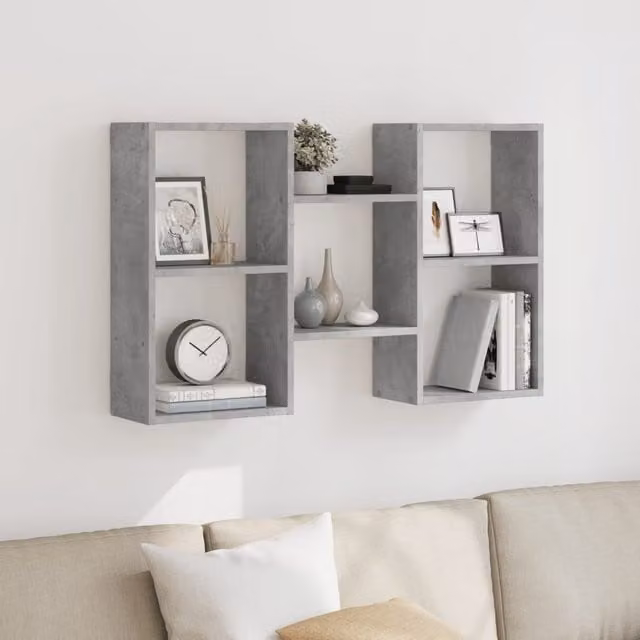 Berkfield Home Wall Shelf in Concrete Grey, W/D/H: 96 x 18 x 60 cm – 1