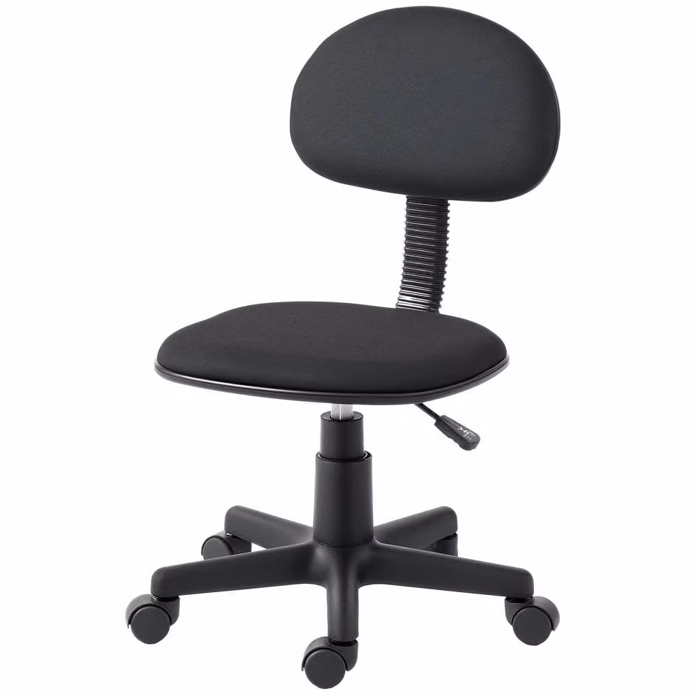 STILVORA Black Fabric Armless Office Task Chair with 360 Degree Swivel and Castors – 4