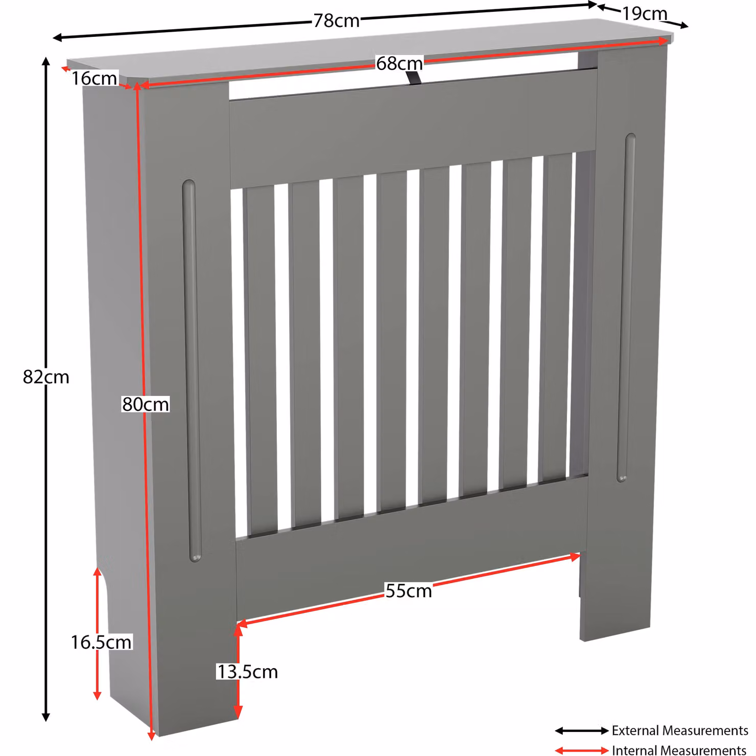 Vida Designs Chelsea MDF Radiator Cover in Grey, W/D/H: 78.0 x 82.0 x 19.0 cm – 2