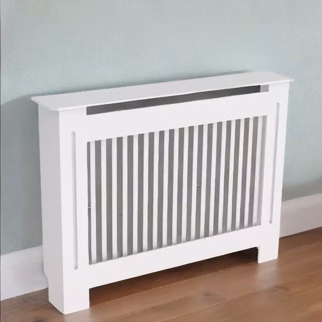 Rafaelo Mobilia Modern Tall Radiator Cover with Shelf in White Matt