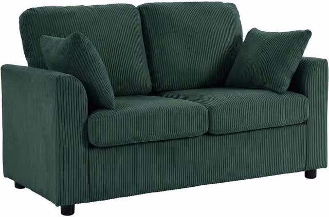 NESTLUNE 2 Seater Corduroy Upholstered Sofa in Green, W: 100 cm, D: 15 cm – 1