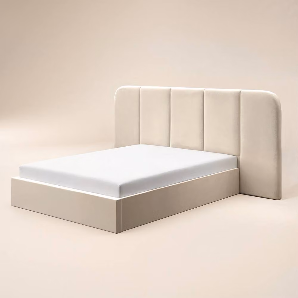 Solace+Co Sienna Hotel Ottoman Bed in Cream Velvet, W/D/H: 180 x 200 x 261 cm – 3