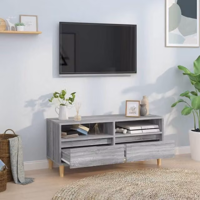 Berkfield Home Grey Sonoma TV Cabinet in Engineered Wood W/D/H: 100 x 34.5 x 44.5 cm – 1