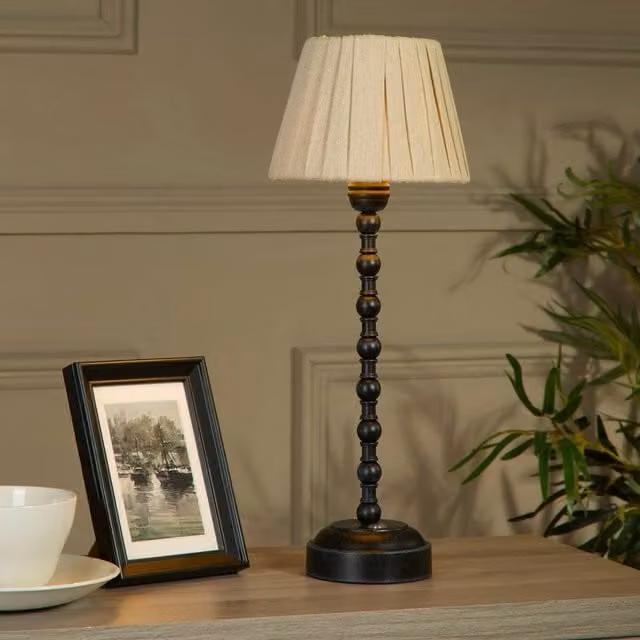Lighting Collection Spindle Portable Touch Table Lamp in Black