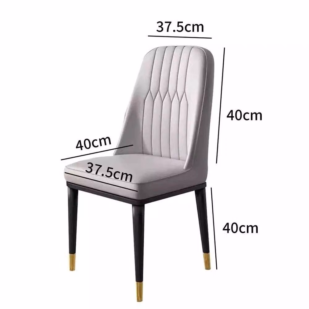 FLAVORA Set of 2 Grey Faux Leather Padded Dining Chairs with Metal Legs – 2