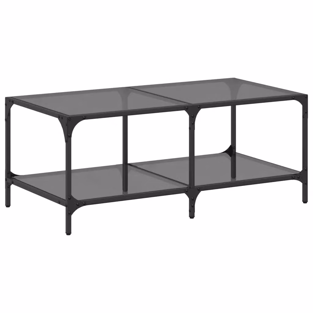 Berkfield Home Modern Rectangular Coffee Table with Black Glossy Glass Top and Steel Frame, W: 98.5 cm, D: 50 cm, H: 40 cm – 2
