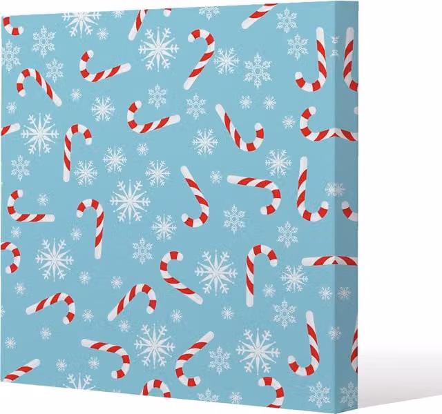 Benjamin Tate Design LTD Candy Canes and Snowflakes Christmas Canvas Wall Art, Blue, 46 cm