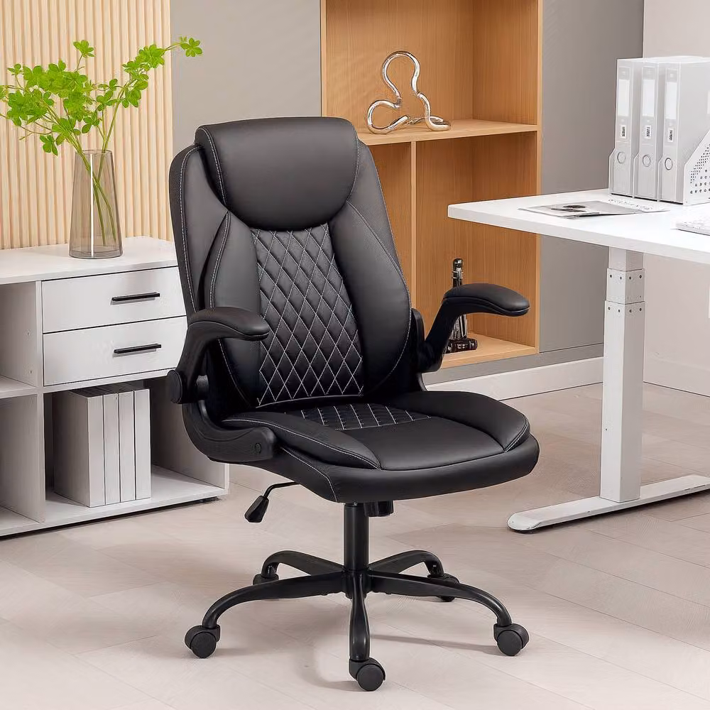 STILVORA Modern Black Synthetic Leather Swivel Task Chair for Home Office – 2